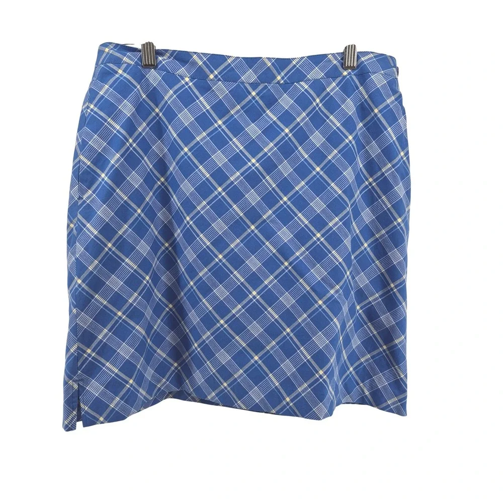 EP‎ Pro Golf Skort Womens 10 Blue Plaid Athletic Tennis Skirt Pockets Activewear